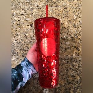 Starbucks Poinsettia Red Prism Cold Cup (24 oz) 2023 Winter Collection